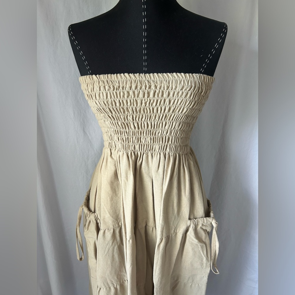 Thaluta 100% Organic Cotton Boho Festival Maxi Skirt or Dress Keela Beige OS - Picture 6 of 11